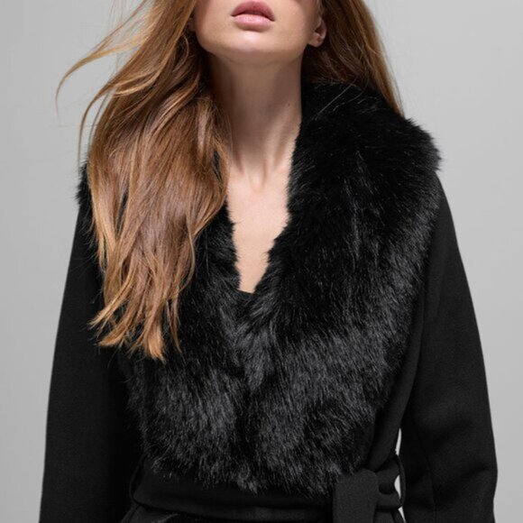Alo Yoga Faux Fur Trimmed Longline Coat Regular Black - Picture 3 of 6